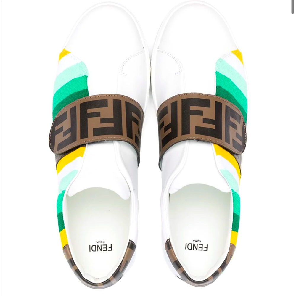 Fendi Kids logo strap sneakers size 35